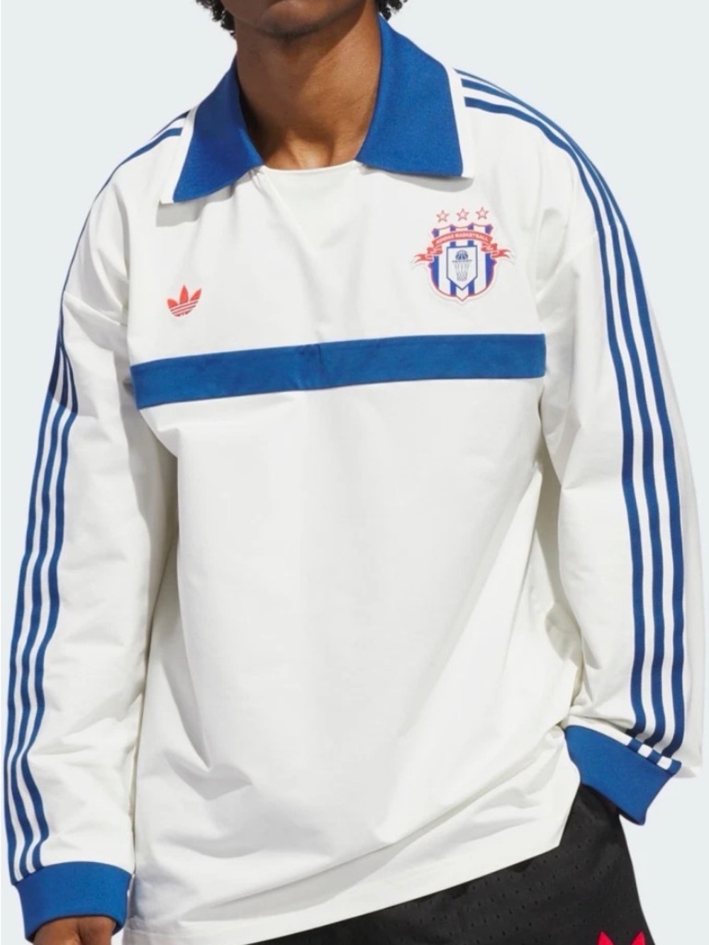Adidas Originals Rugby Polo Shirt Off White Long Sleeve Loose Fit KB7521 Sz XL - Picture 2 of 5
